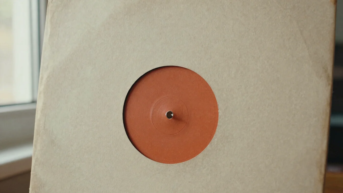 Editorial detail photograph of a vintage vinyl record sleeve on w