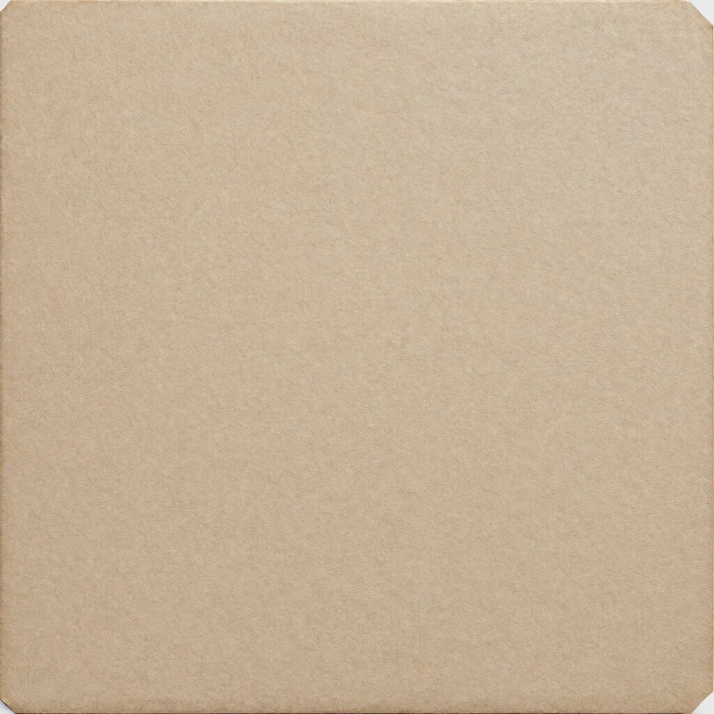 Minimalist vinyl sleeve in close detail showing embossed cardboard grain and single color field, warm neutral background